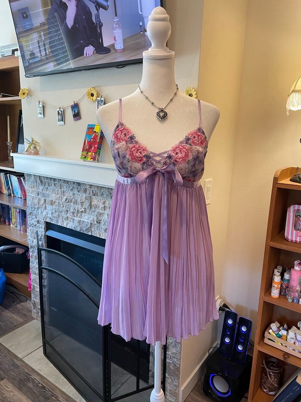 rare victorias secret purple fairy babydoll embroidered slip